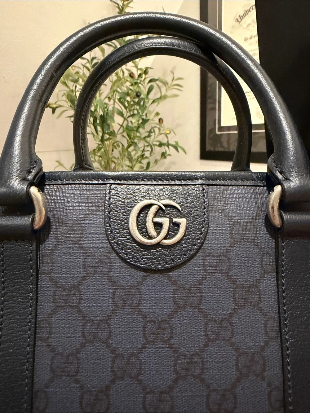 Authentic Gucci GG Supreme Canvas Tote in Navy/Black – Mint Condition